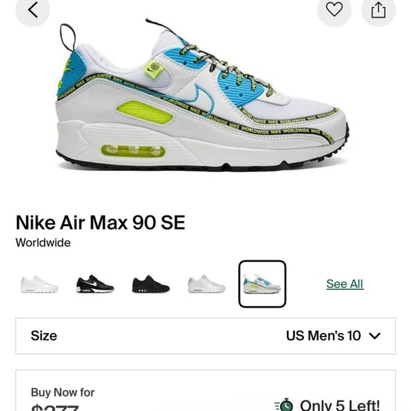 Nike Other - Nike Kids Air Max 90 SE White Blue Neon Green Sneakers